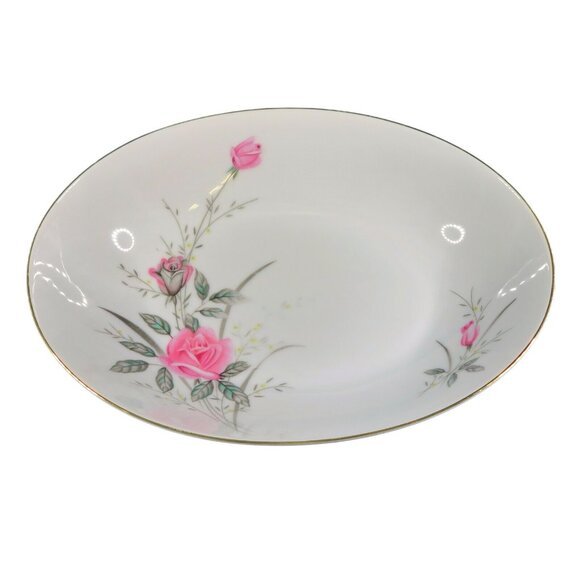 Vintage 1960s Fine China of Japan Golden Rose Porcelain Oval Serving Bowl - Picture 7 of 8